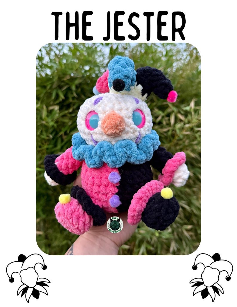 Crochet Jester Pattern PDF | Amigurumi Jester | Whimsical Clown Plush ...
