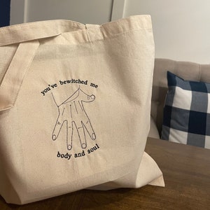 you have bewitched me Pride and Prejudice embroidered tote bag/book bag - darcy bag
