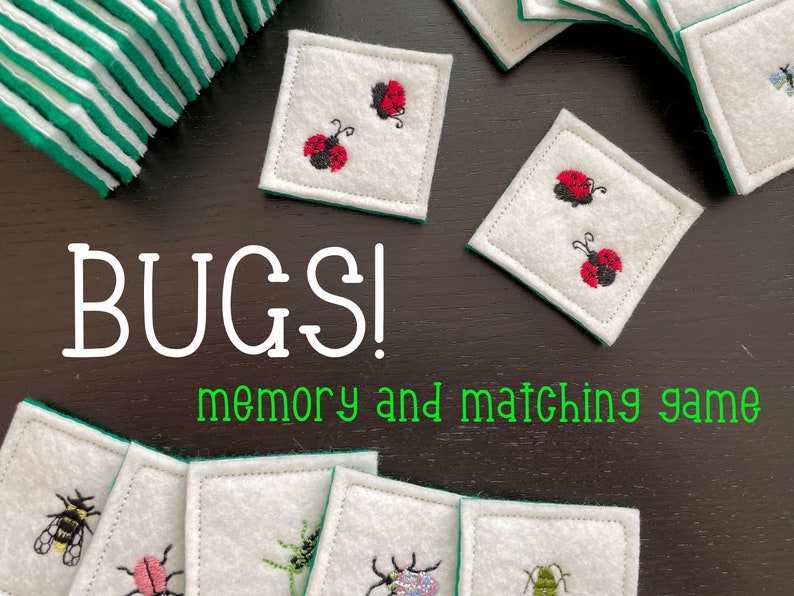 Bug matching and memory game For kids handmade image 1