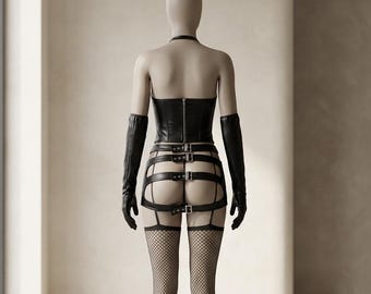 Halter Latex Mini Dress | Black Lingerie Dress | Open Side Mini | Glove Lingerie Set | One Size Dress