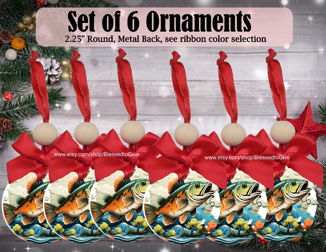 Set of Fish Christmas Ornaments, Fish Ornaments, Christmas Ornaments