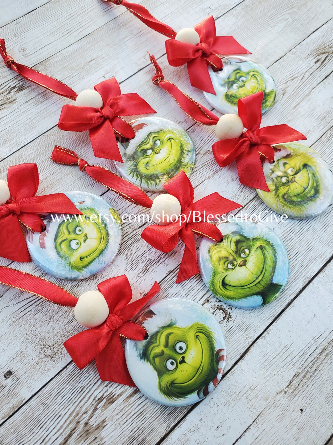 Grinch Ornaments Set of Grinch Christmas Ornaments With Bow - Etsy