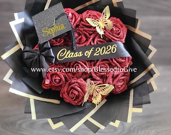 Graduation Glitter Flowers Senior Bouquet