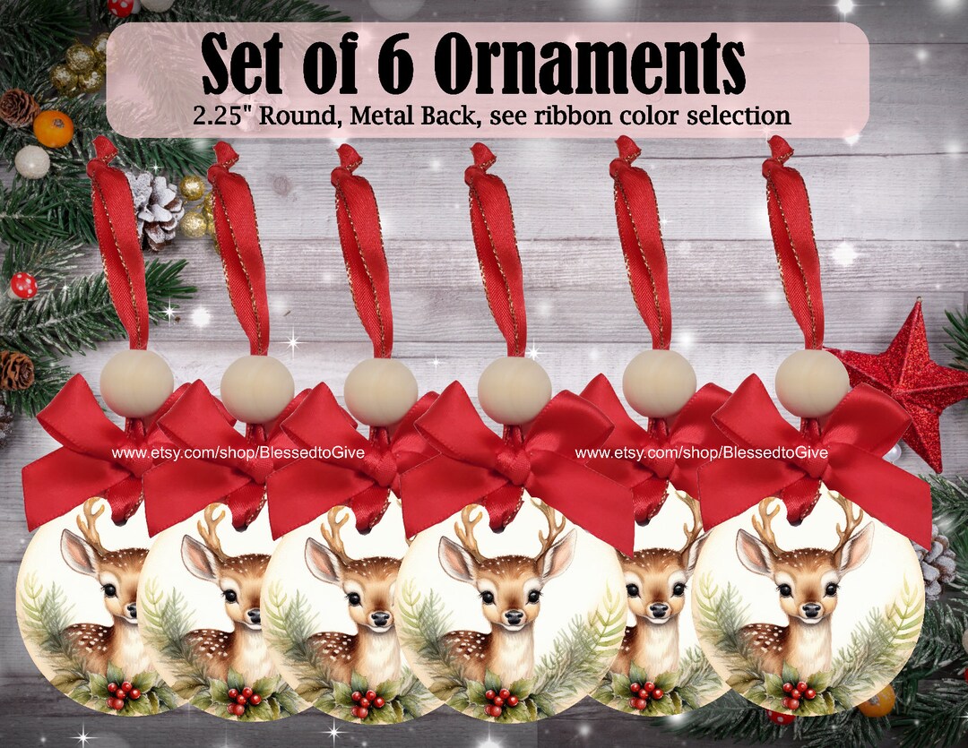 Set of Deer Ornaments, Deer Christmas Decoration, Deer Christmas Decor