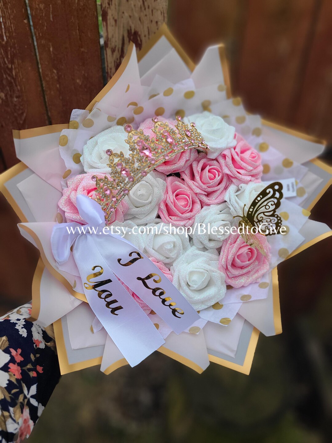 Forever Ramo Pink Glitter Rose Bouquet, Forever Roses Ramo, Eternal Flowers - Etsy