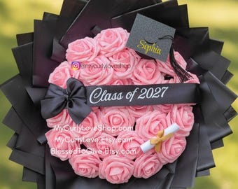 Glitter Roses Graduation Bouquet: Class of 2027 Gift