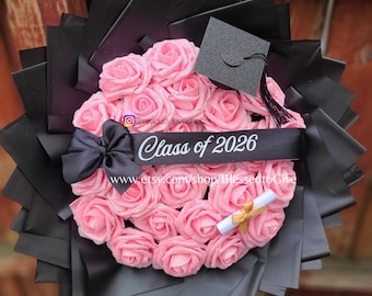 Glitter Roses Graduation Bouquet: Class of 2026 Gift