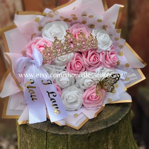 Pink Roses Bouquet Glitter Roses Birthday Ramo Mothers Day Eternal Roses Graduation Glitter Roses Ramo Buchon Mothers Day Ramo Roses