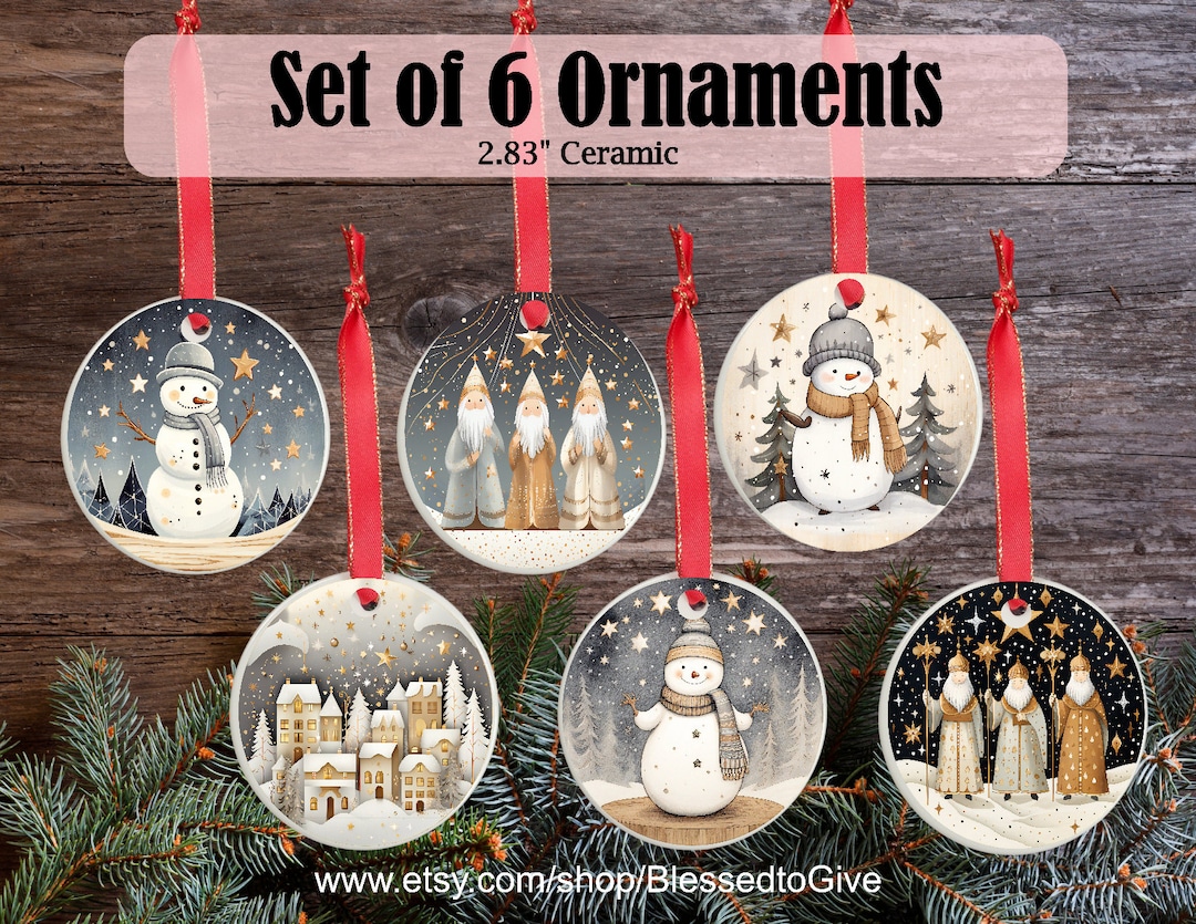 Set of Christmas Ceramic Ornaments Ceramic Ornaments in Bulk Etsy