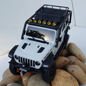 Kyosho mini Z 4x4 Jeep body armor rack with KC lightbar and side ladder