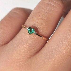 925 Sterling Silver Ring,Lab Emerald Heart Ring,Lab Created Emerald, Green Heart Ring, Promise Ring, Proposal Ring, Heart Ring, Love Ring, image 6