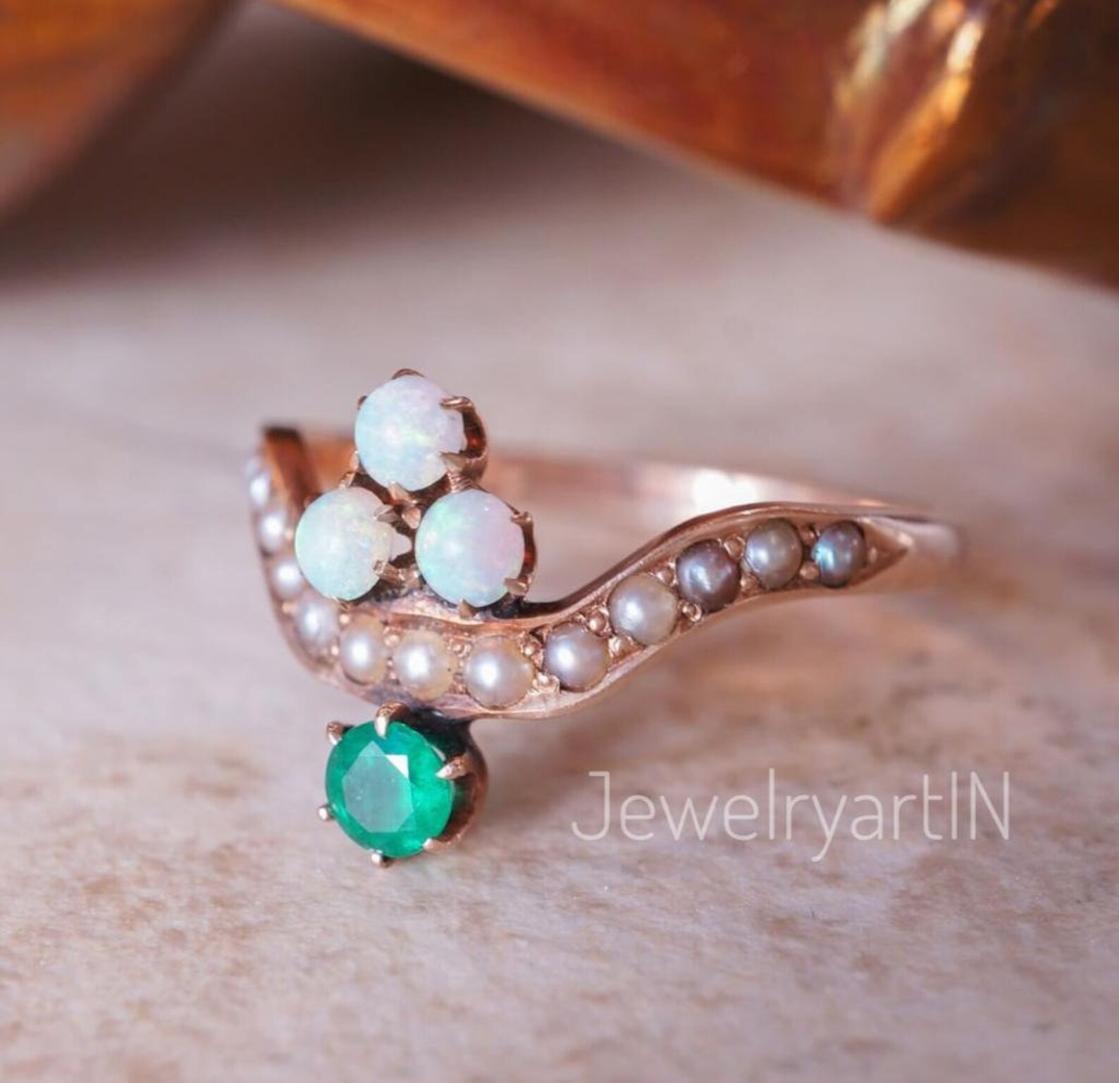 Natural Emerald Ring /natural Opal / 925 Sterling Silver Ring - Etsy
