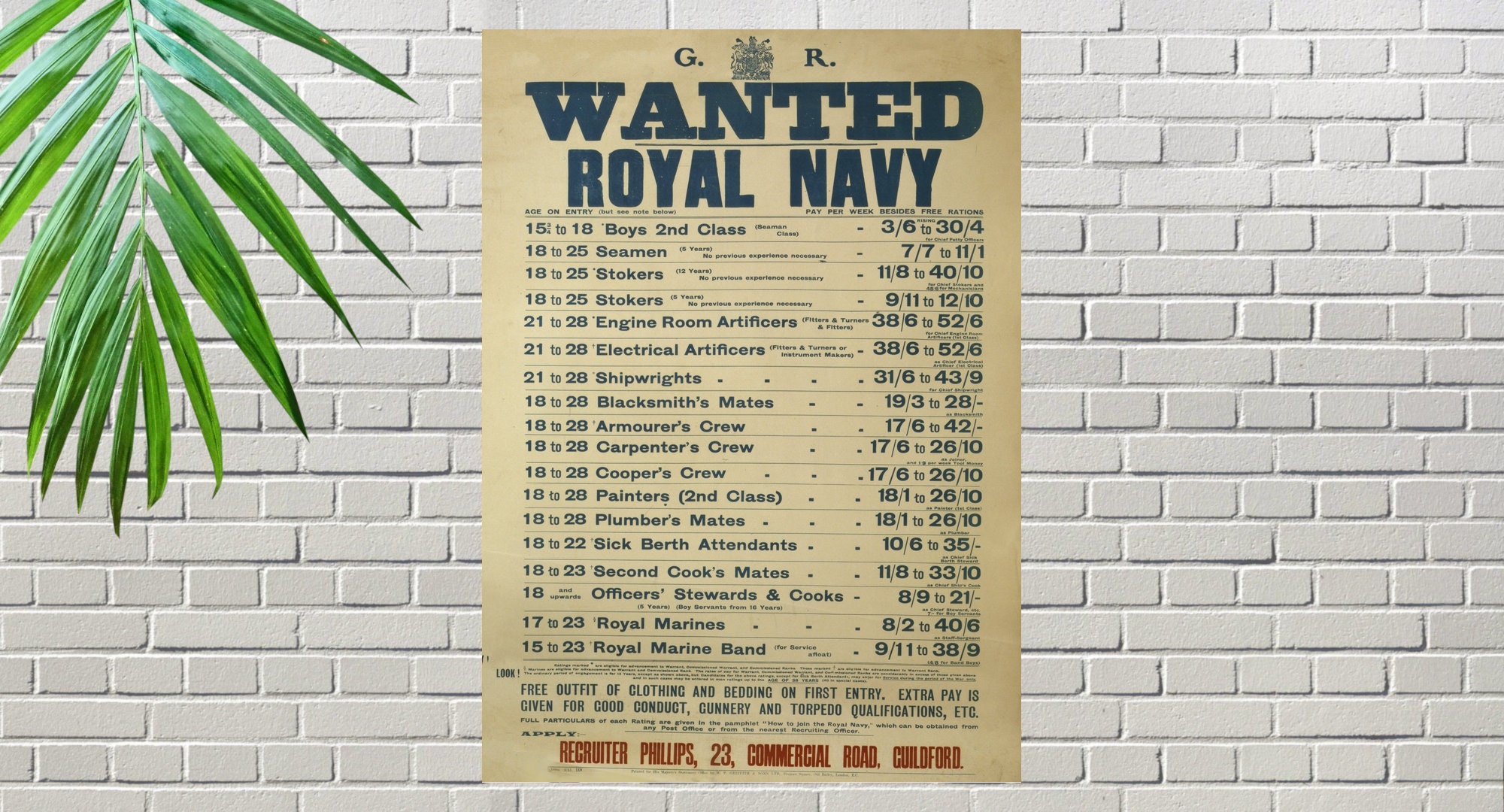 Royal Navy Salaries Chart. Men Wanted. Reproduction Vintage A3 Etsy UK