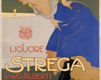 Italy STREGA LIQUORE 1909 by Marcello Dudovich 250gsm A3 Belle Epoque Poster Italy STREGA LIQUORE 1909 by Marcello Dudovich 250gsm A3 Belle Epoque Poster