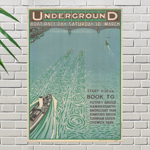 Boat Race 1913 English Travel London Underground Poster 
