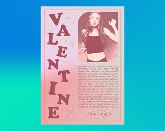 Fiona Apfel - Valentine | DRUCKBARER DIGITALER DOWNLOAD | Wandkunst | Geschenke | Musik Druck | Tour Poster | Indie Musik | 90er Jahre Musik | y2k