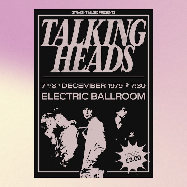 Talking Heads | PRINTABLE DIGITAL DOWNLOAD | 1979 vintage concert poster | wall art | gifts | music print | indie music | rock band