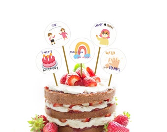 Quarantine Birthday Cake Topper, Centerpiece, Stay Home Isolation Party Decorations, Lockdown ...