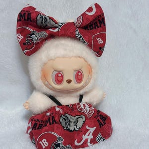 labubu red white black clothes, labubu sports clothes, labubu custom, labubu handmade clothes, labubu football clothes