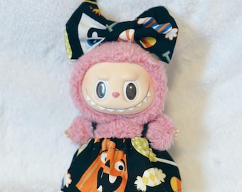 labubu halloween outfit, labubu holiday clothes, labubu custom, labubu skirt, labubu bow, labubu clothing sets, labubu Halloween handmade