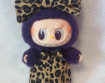 labubu leopard overall clothes, labubu leopard clothes, labubu custom, labubu clothing sets, labubu cheetah, doll cheetah