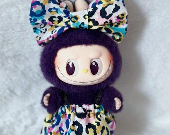 labubu handmade clothes, labubu leopard clothes, labubu 80s, labubu skirt, labubu rainbow leopard, labubu clothing sets, labubu cheetah