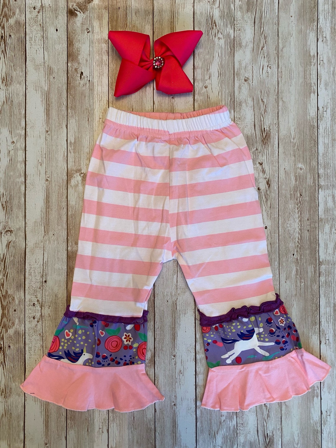 Toddler girl Unicorn ruffle pants Set floral ruffle set | Etsy