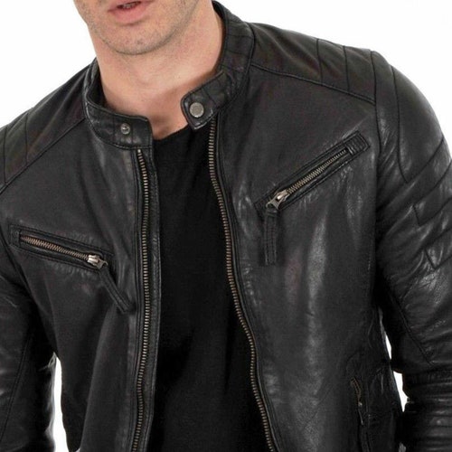 Personalized Biker Leather Jacket for Men's Genuine - Etsy