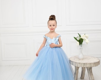 Blue Flower girl dress, Baby flower girl dress, Flower girl dress tulle, Flower girl toddler Dress, Tutu girl dress, Girl wedding dress