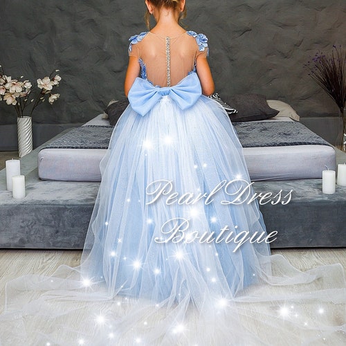 Baby Blue Flower Girl Dress Tulle Flower Girl Dress Infant Etsy