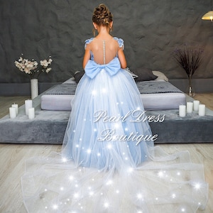 White and baby blue flower outlet girl dresses