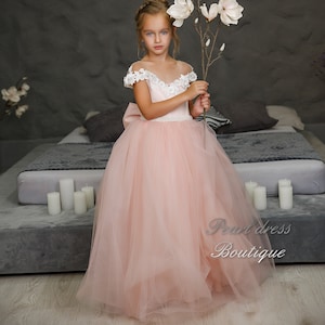 Tulle Flower Girl Dress – Princess Toddler Ball Gown, Baby Wedding Dress, Lace Junior Bridesmaid Outfit, Kids Formal Party Dress