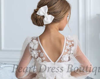 Lace flower girl dress, Baby girl dress, White flower girl dress,Girl wedding dress, Baby tulle Dress,Girl Ball Gown,Junior bridesmaid dress