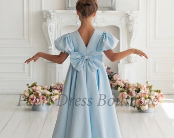 cornflower blue junior bridesmaid dresses Azazie Bibiane Junior