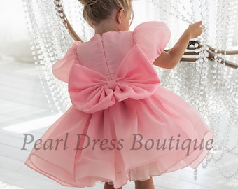 Pink flower girl dress,Baby Girl dress Special Occasion, First Birthday Dress, Baby Girl Party Dress, Birthday Dress Girls, Tutu girl dress
