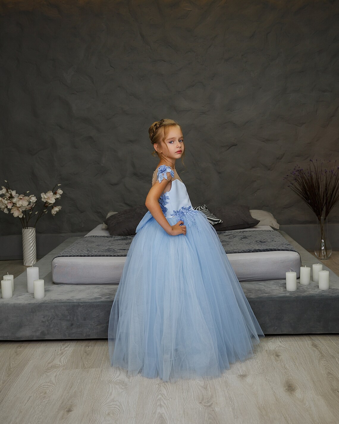 Baby Blue Flower Girl Dress Tulle Flower Girl Dress Infant Etsy