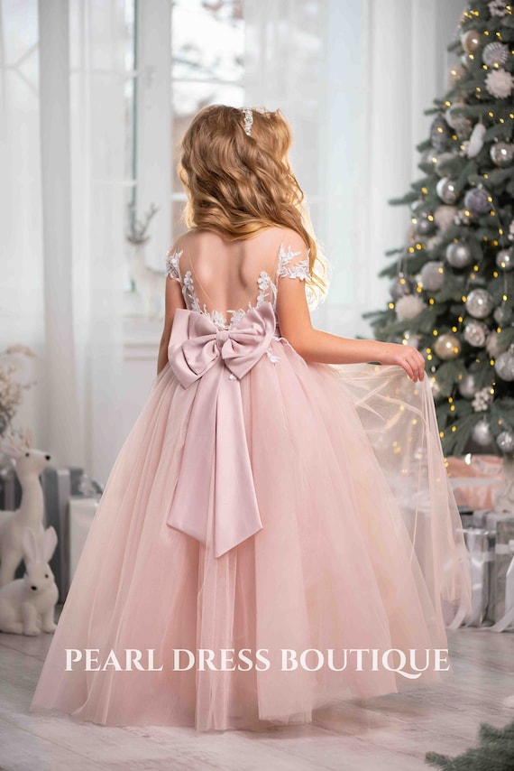 Pink Christmas Tulle Dress Flower Girl Dress, Christmas Girl Dress