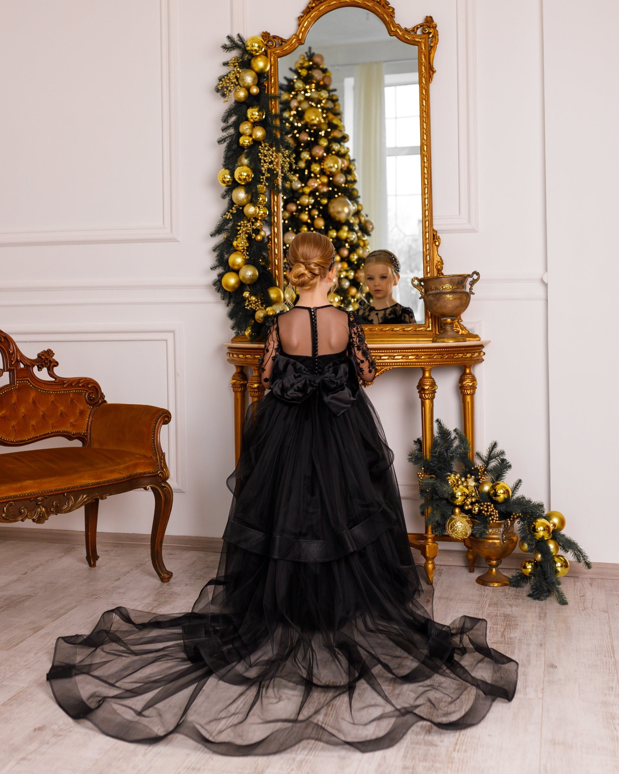 Formal Black Long V-neck Lace Up Ball Gown Princess Prom Dress Quincea –  Bohogown