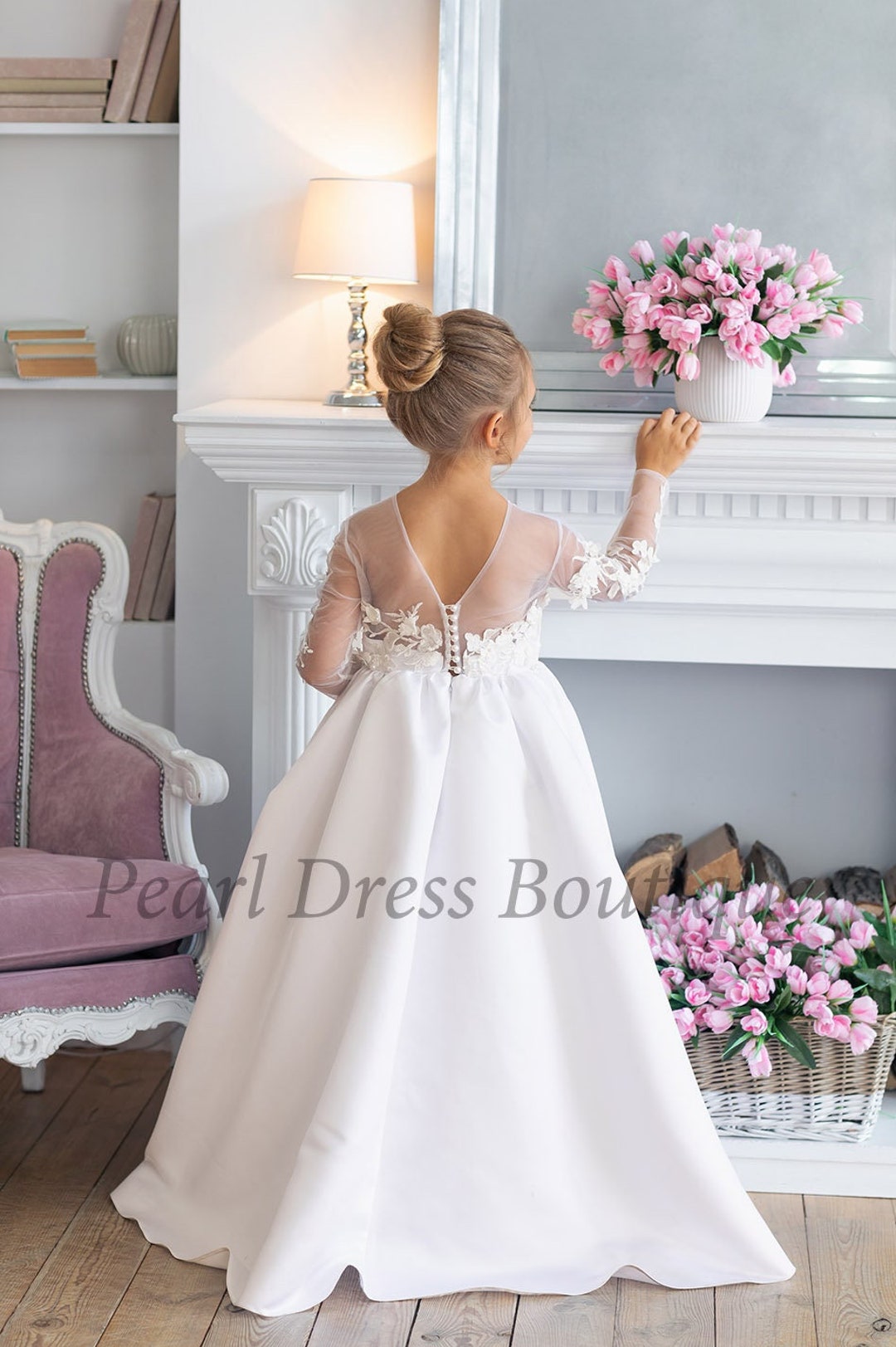 Flower Girl Princess Dress Girl's Birthday Dress Baby's Communion Dress
