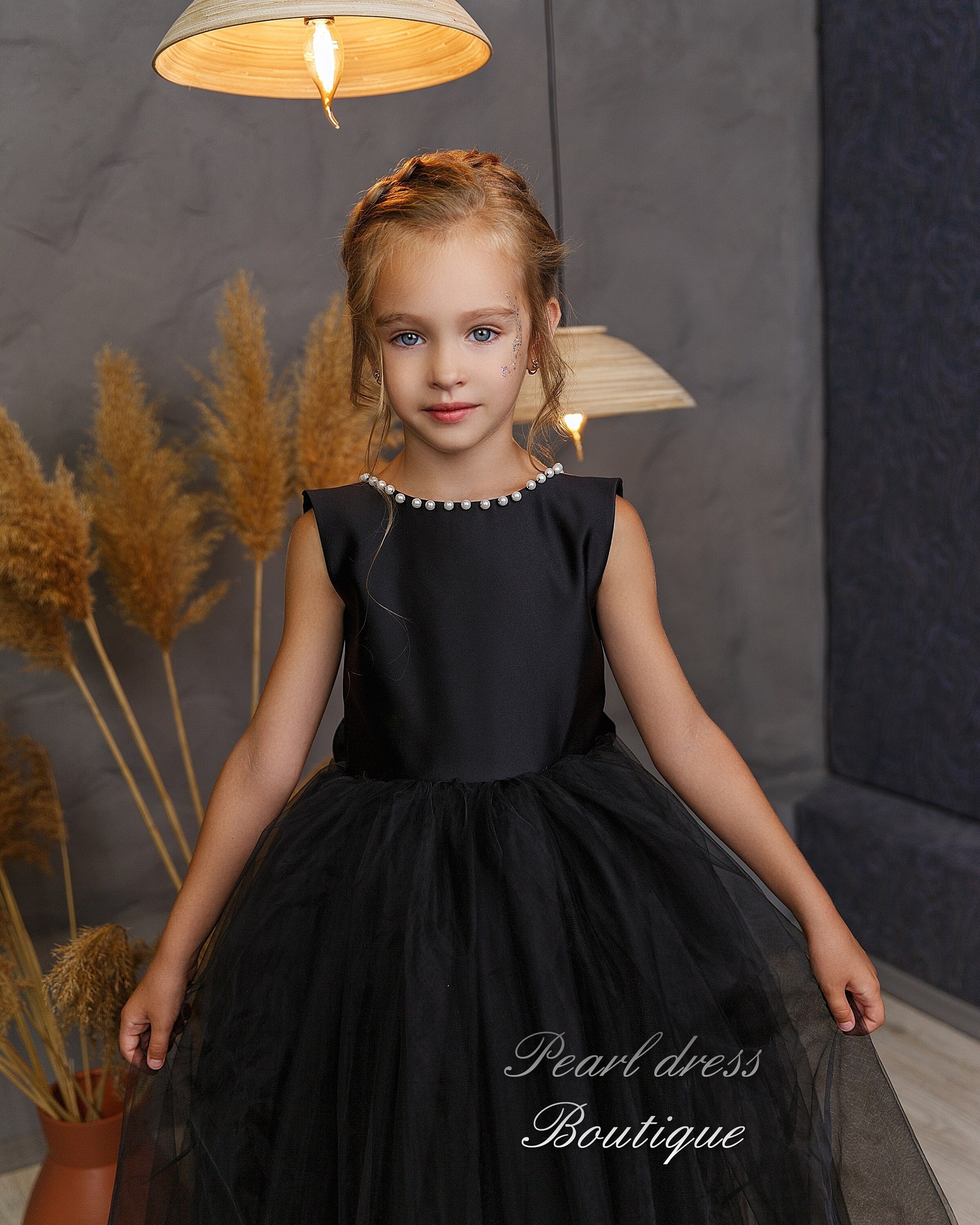 Flower Girl Dress Black Tulle Girl Dress Girl Dress With Etsy