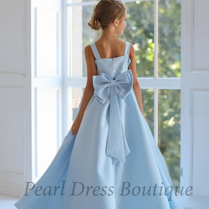junior bridesmaid dresses light blue Azazie A-Line/Princess Straight Floor-Length Chiffon Junior Bridesmaid Dresses