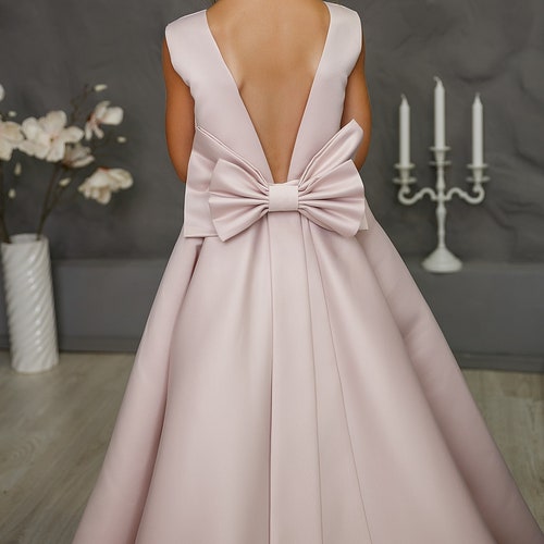 Robe de demoiselle d'honneur en satin, robe de demoiselle d'honneur ivoire, robe de mariée pour fille, robe pour petite fille, robe de bal pour fille, robe de demoiselle d'honneur junior, robe pour bébé fille