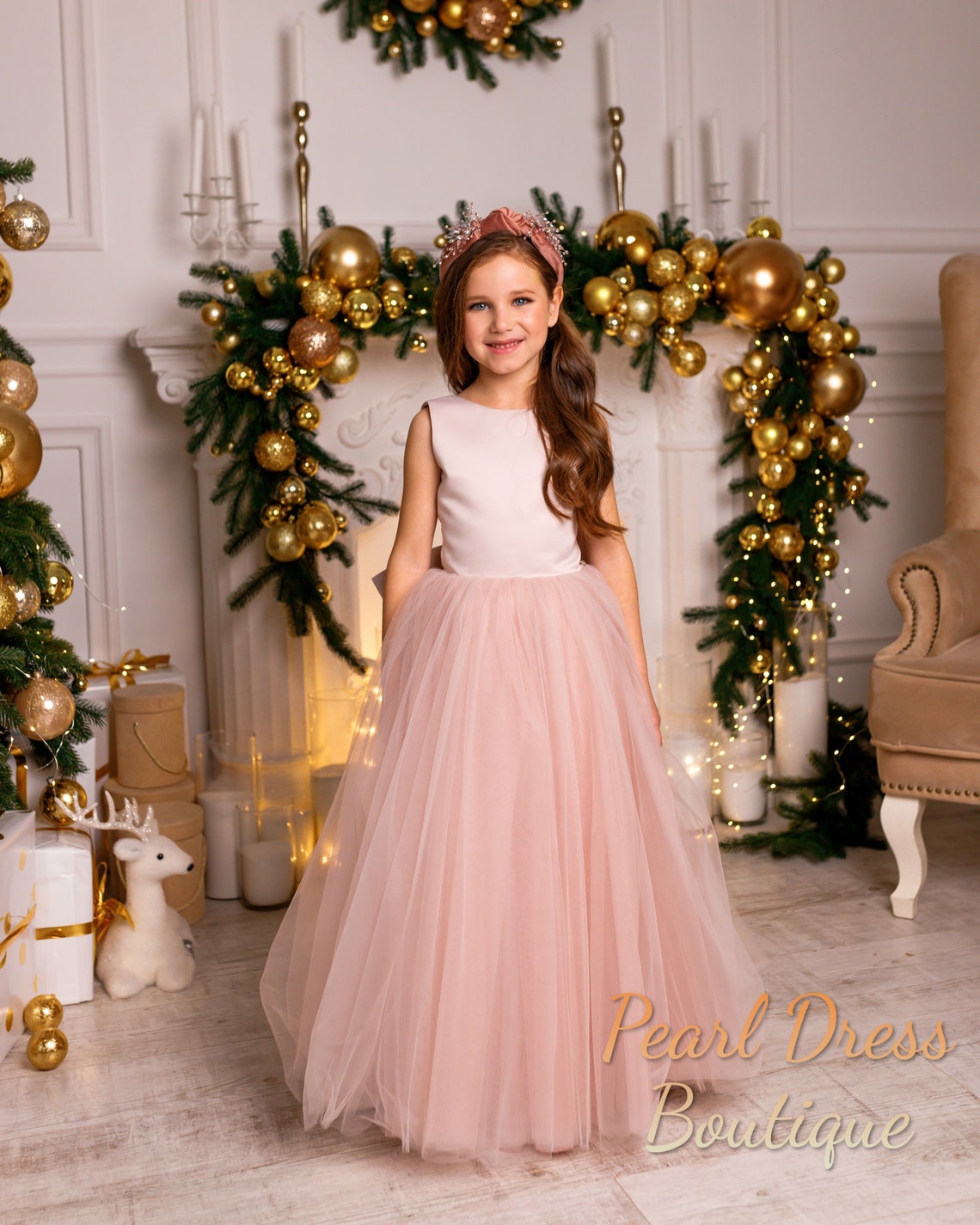 Blush Flowery Short Sleeve Toddler Girl  Dress