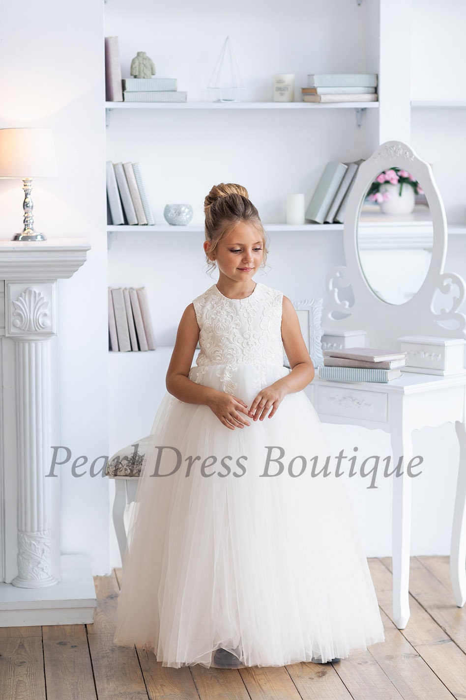Vestido de niña de las flores color marfil, Vestido de niña de las flores  con encaje, Vestido de dama de honor juvenil, Vestido de novia para niña,  Vestido de niña de las, image size:948x1425