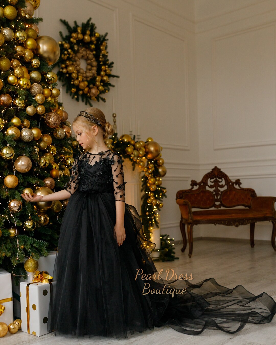 Black Flower Girl Dress - Baby Girl Christmas Outfit, First Birthday Tutu Gown, Toddler Princess Party Dress for Special Occasions Black Flower Girl Dress - Baby Girl Christmas Outfit, First Birthday Tutu Gown, Toddler Princess Party Dress for Special Occasions
