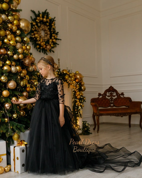 black christmas tree dress Black Tie Tulle Dress Women for Prom - Black Formal Bridesmaid Dress - Cocktail Halter Dress Layered With Open Back - Wedding Guest Dress