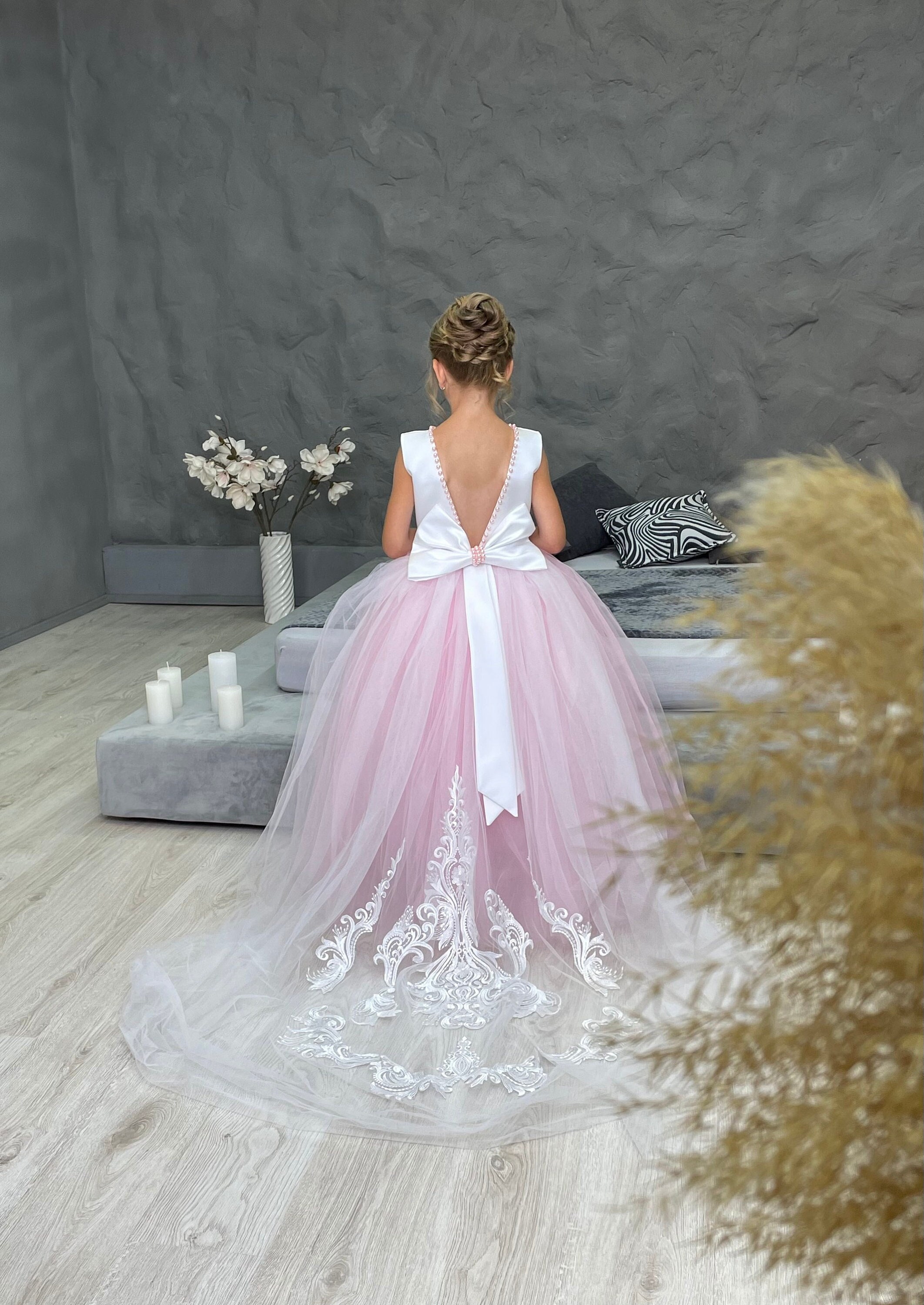 Tulle Vestidos De Tul Y Encaje Para NiÃ±as Vestidos Comunion Para Niña  Vestido De Niña De Tul Y Encaje