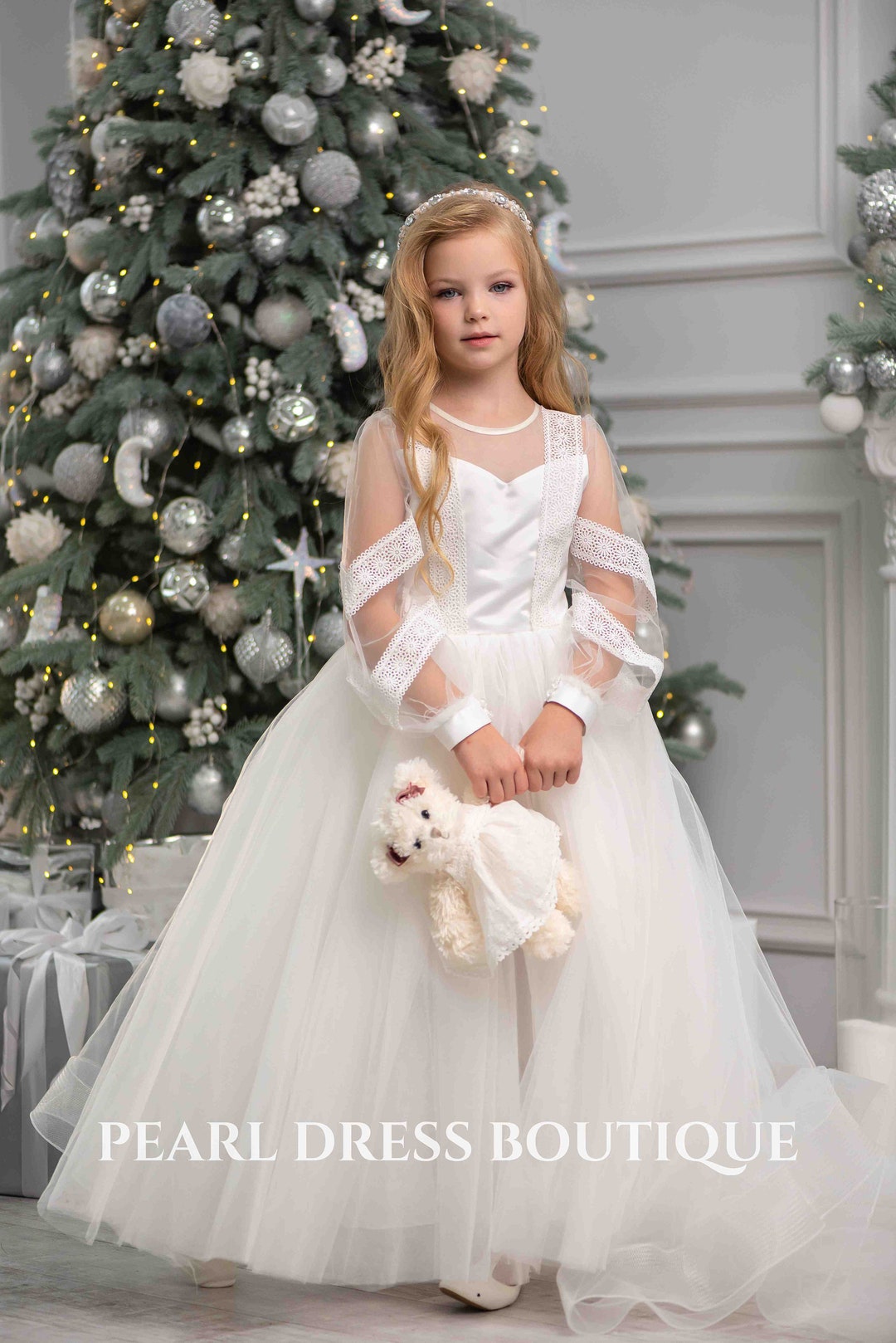 Flower Girl Dress Ivory Baby Wedding Dress Girl Ball Gown - Etsy