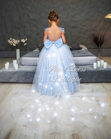 KLFFLGID Baby Girl Tulle One Shoulder Dresses Toddler Bowknot Formal Party Wedding Flower Girl Dress Tutu Gown