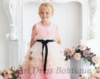 First Birthday Girl Dress, Baby Girl Dress Special Occasion, Tulle Flower Girl Dress, Pink Flower Girl Dress,Tutu Girl Dress,Princess Dress